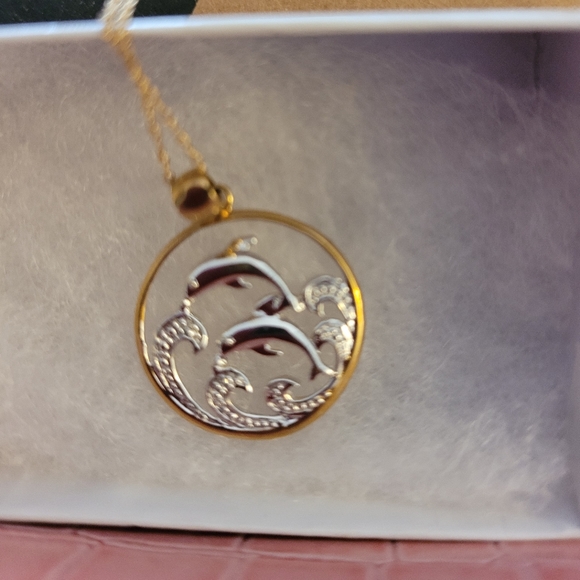 18kt silver/gold dolphin necklace - Picture 1 of 3